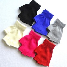 Women Men Fingerless Gloves Solid Warm Half Finger Knitted Mittens Soft Warm -