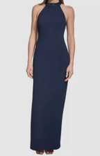 Vince Camuto Women's Blue Sequined Sleeveless Formal Evening Dress Size 12