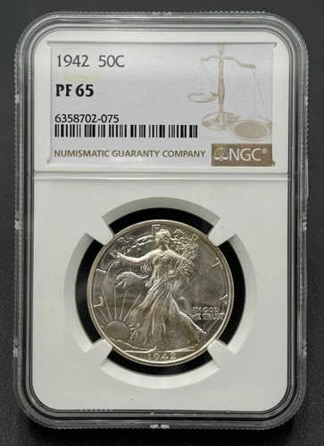 1942 Walking Liberty 50C Silver Half Dollar NGC PF 65