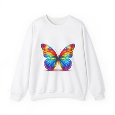 Colorful Butterfly Sweatshirt - Cozy Unisex Crewneck for Nature Lovers