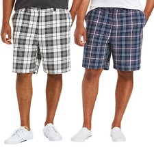 Men's Classic Fit Flat Front Cotton Plaid Stripe Pattern Lightweight Shorts