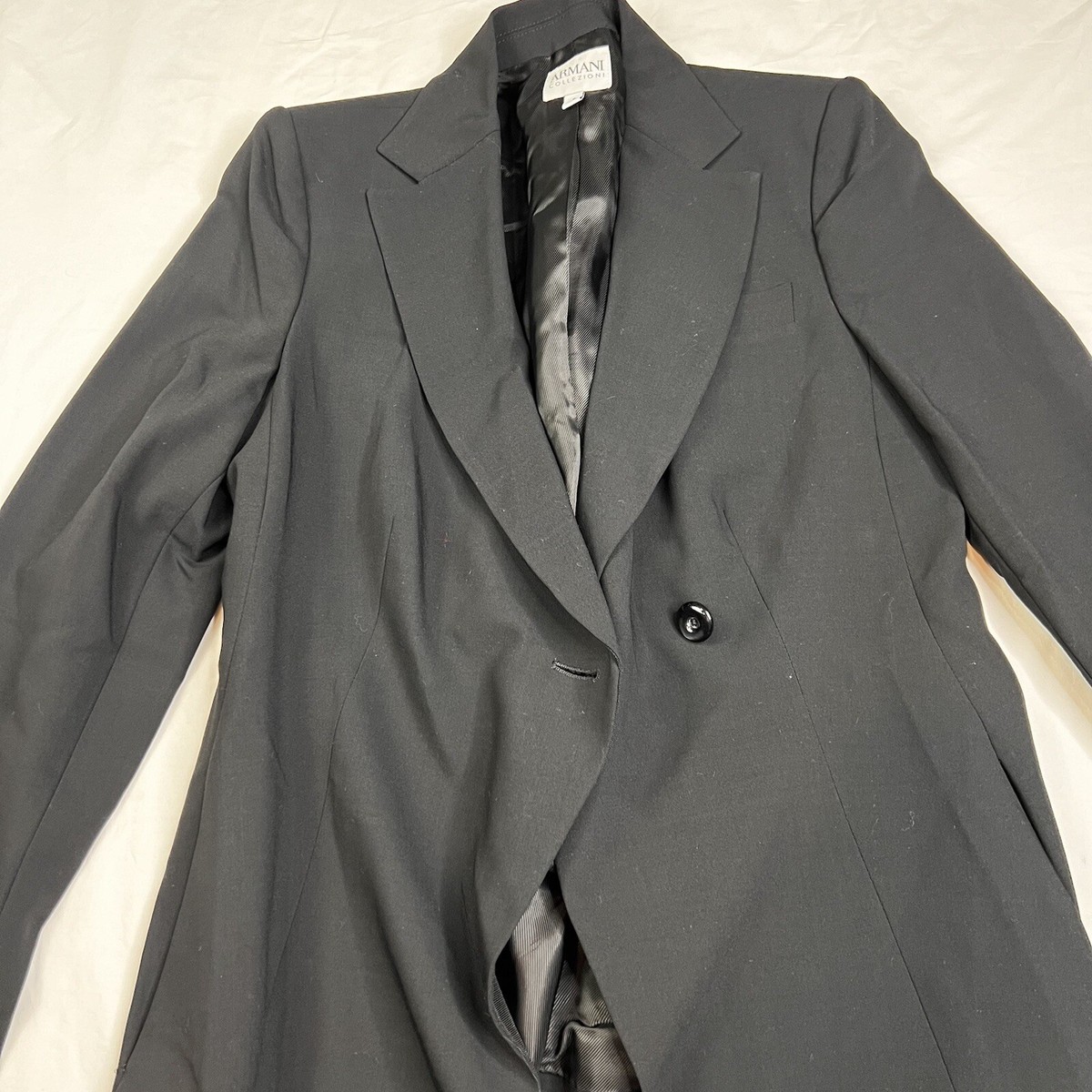 Armani Collezioni Women Blazer Virgin Wool Sz 8 Black Button
