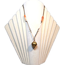 Art. 46 Collana Color Arancione Orange Lunga cm 80 con Pendente New Old Stock