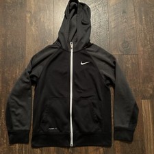 Nike Therma Fit Elite Hooded zip up Jacket Gray black charcoal Youth Large YLG L