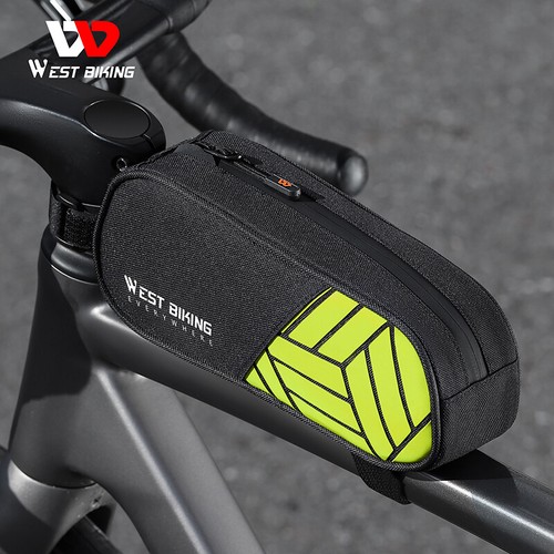 WEST BIKING Bicycle Frame Bag Reflective Cycling Bike Top Tube Bag Green 1L - Picture 2 of 16