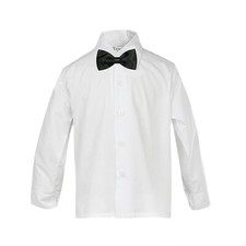 New Baby Toddler Teens Boy Formal Party White Dress Shirt Black Bow tie S-20