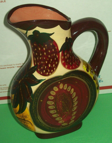 Colorful Glitter Pitcher Vase Pottery Mexico