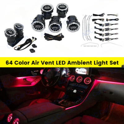 Air Vent LED Ambient Light Set For Mercedes-Benz C Class W205 64 Color 2015-2019