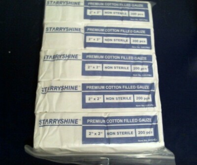 1000ct 2'' x 2''  Premium Cotton Filled Gauze  Pads Non-Sterile- See Photos