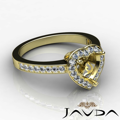 Anillo de compromiso personalizado de diamantes con montura de halo semi montura de corazón 0,35 Ctw - Imagen 6 de 24