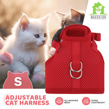 Escape Proof Cat Pet Harness Breathable Mesh Adjustable Walking Kitten Chest Red