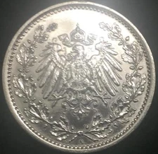 German Half Mark SILVER Coin  World War 1 RARE Authentic Coin Great Investment