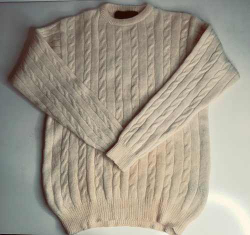 Country Club Vintage Pure New Wool Cream Knit Jumper Size Large - Bild 4 von 5