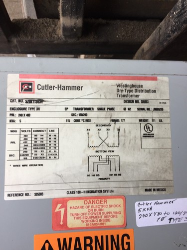 CTLER MARTILLO 5KVA 240X480 A 120/240 TRANSFORMADOR EXTERIOR MONOFÁSICO..40 - Imagen 2 de 4