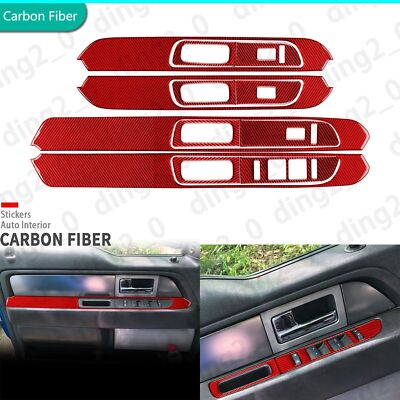 Carbon Fiber Window Switch Trim Covers For Ford F150 Raptor 2009-2014 - 4pc Set, Self-Adhesive
