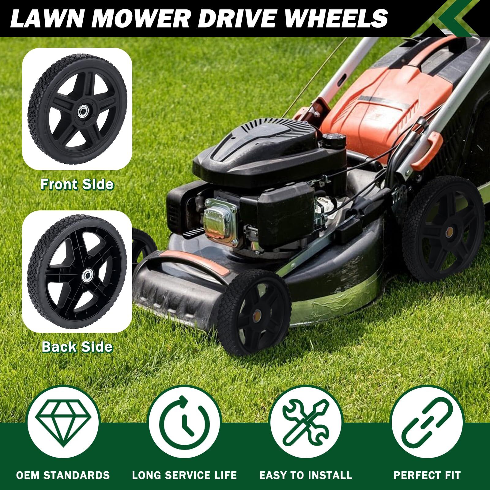 10 Inch Lawn Mower Wheels 2 Pack with Bolts and Nuts for Push Mowers | eBay