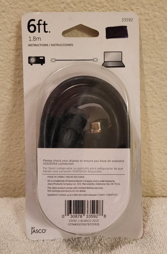 GE • 6 ft. • VGA/SVGA Video and Display Cable • Black • 33592 • New In Box!! - Picture 2 of 2