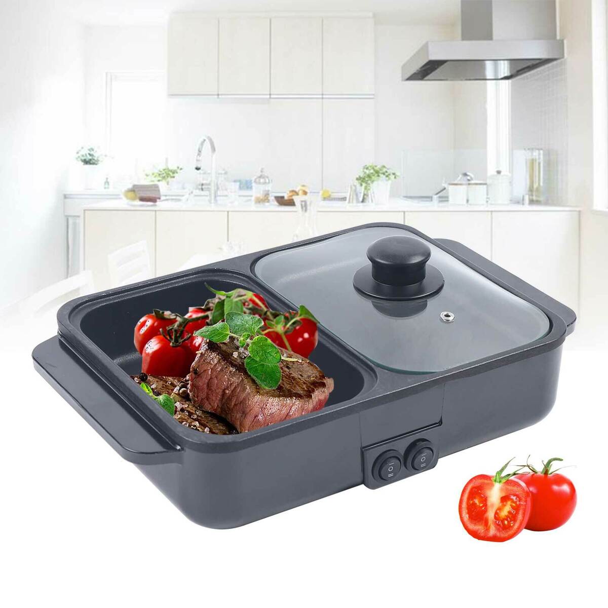 NEW Frying Pan Electric Hot Pot Barbecue Grill Stainless NEW Frying Pan Electric Hot Pot Barbecue Grill Stainless