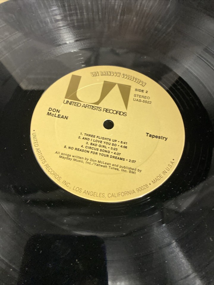 Don McLean Tapestry 1971 LP United Artists Vinyl Record UAS5522