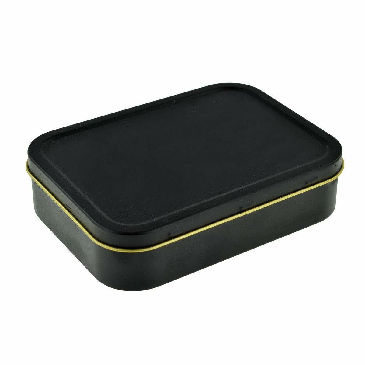 2oz LARGE UNHINGED Cigarette Tobacco STASH Metal Baccy Bait BLACK MATT Tin