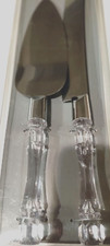 David Tutera Faceted Crystal Stainless Steel Cake Knife and Server Set -NEW