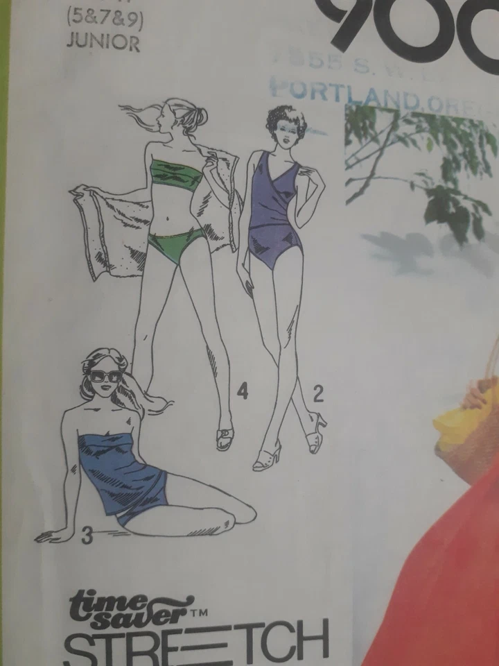 Swimsuit Bikini Wrap Skirt Simplicity Sewing Pattern 9005 Size 5 7 9 UC FF VTG - Image 2 of 4