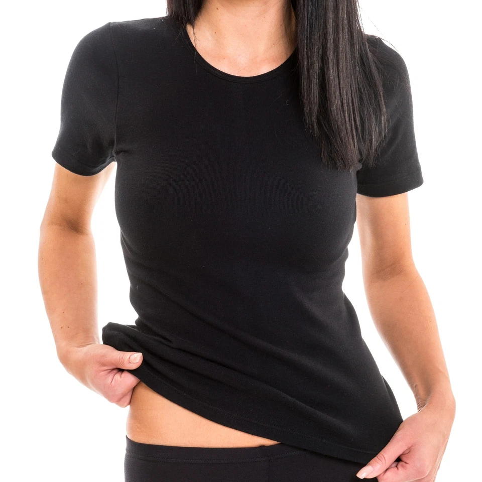 HERMKO Damen kurzarm Shirt Bio-Baumwolle basic Rundhals Feinripp Unterhemd 1800 - Bild 1 von 1