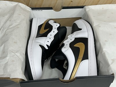 Nike Air Jordan 1 Low “Metallic Gold Swoosh” Black White (553558