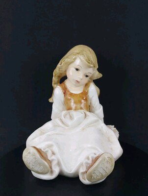 Vintage Italien 50er Jahre - Keramik A. Santini kleines Mädchen sitzend glasiert Figur 