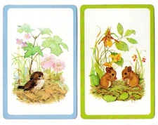 mice birds 1970s SWAP CARD Vintage playing cards