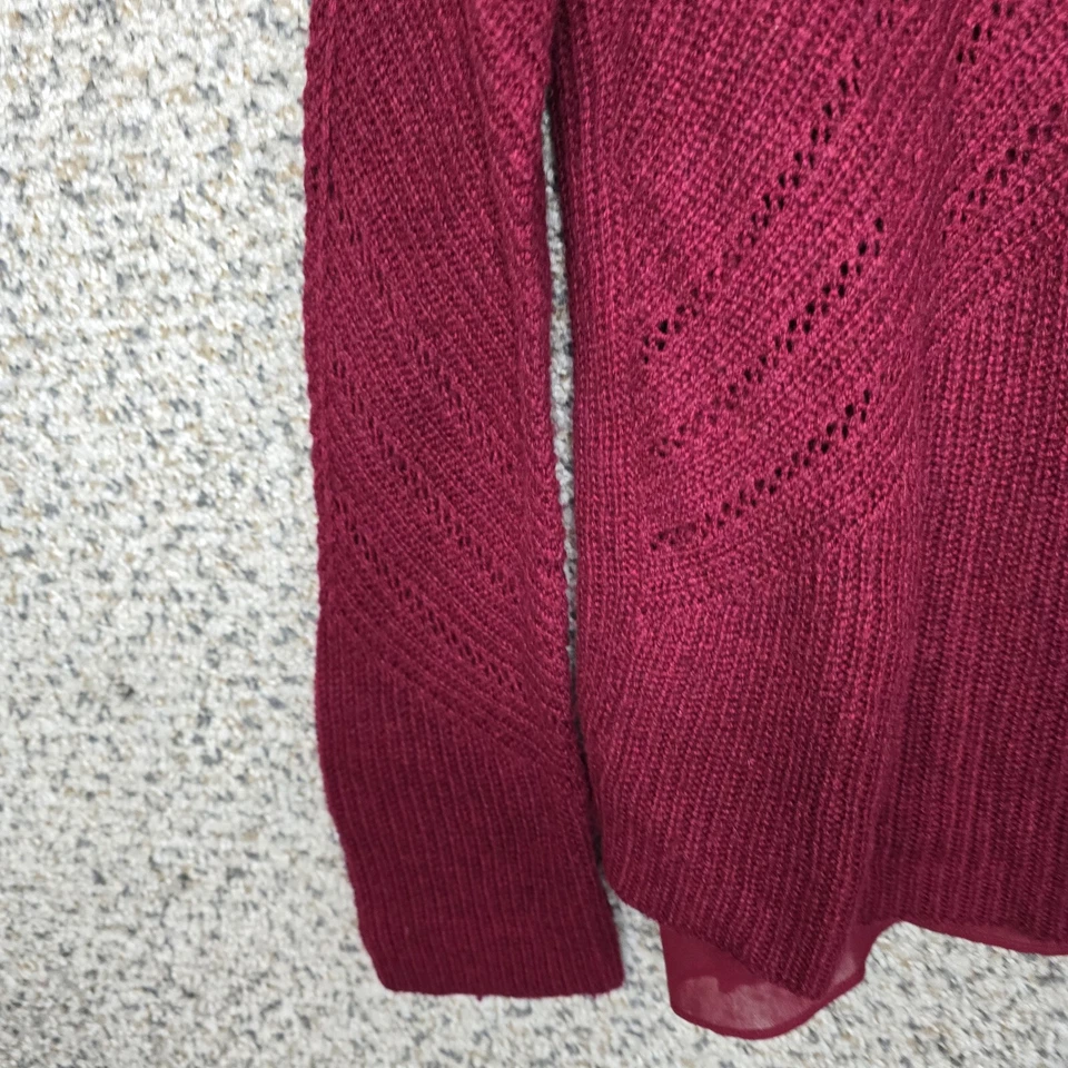 Suéter Lucky Brand Para Mujer Mediano Borgoña Tejido Forrado Cuello Redondo Informal Foto 3 de 4