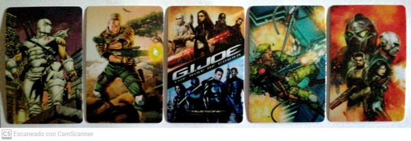 5 TARJETAS CROMOS GIJOE, G.I.JOE