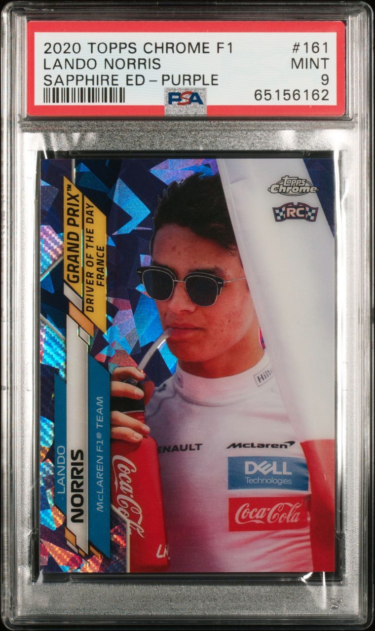PSA 9 - /10 Lando Norris #161 - Sapphire - Purple - 2020 Topps Chrome F1