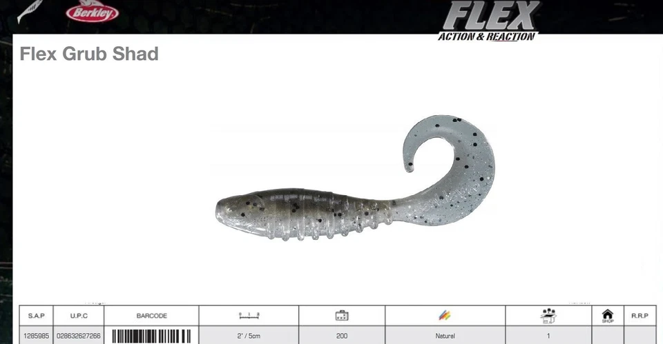 Lot 200 leurre BERKLEY flexgrub shad 5 cm natur peche carnassier sandre twists - Photo 4/4