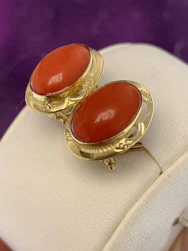 orecchini earrings CORALLO rosso mediterraneo CORAL solid gold ORO 18 KT-750°/ - Imagen 2 de 12