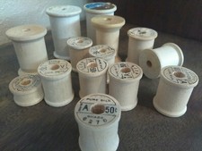 Vtg EMPTY WOODEN SPOOL thread lot 14 BELDING CORTICELLI sz 50 a COATS spools mix