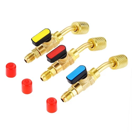 Conditioning Refrigerant Valve 1/4’’ SAE, Brass HVAC Angled Shut-Off Valve Ad...