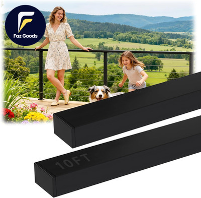 2Pack 10FT Stainless Steel T304 Black Handrail 2'' W X 1'' H Rectangular Cuttable