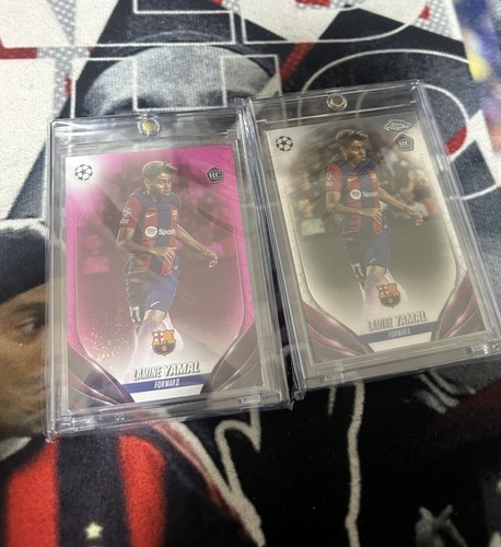 Lamine Yamal 2023-24 Topps Chrome UCL Base / Pink Foil Sparkle RC Lot 2