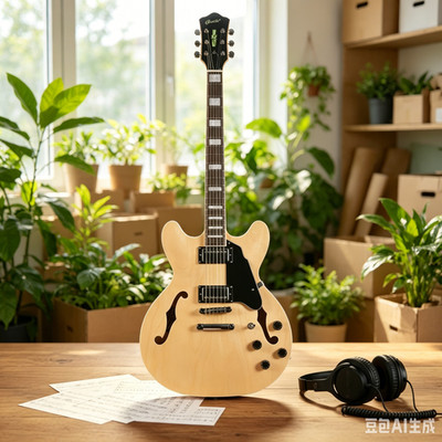 Grote Semi-hollow Maple Electric Guitar,   HH Pickups, 22 Frets  NAT  335-01