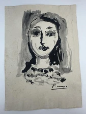 Pablo Picasso COA Art Painting Original Drawing Vintage Paper Signed
