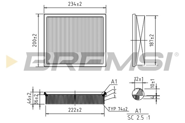 Bremsi Luftfilter FüR Mercedes-Benz Slk R170 200 Kompressor 230-image