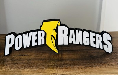 Power Rangers 3D Logo Sign Self Standing Shelf Art Wall Display