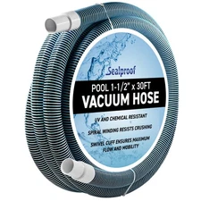 Swimming Pool Vacuum Hose 1-1/2" x 30-Ft, Swivel Cuff Kinkproof Design
