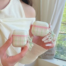 For AirPods 1 2 3 4 Pro 2 Pro 3 Kawaii Plaid Anti Drop Protective Case Keychain