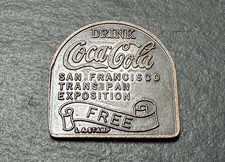 1939-1940 COCA COLA SAN FRANCISCO TRANS PAN EXPOSITION "FREE" MEDAL TOKEN M130