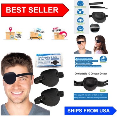 2 Pcs 3D Adjustable Eye Patches for Adults & Kids - Soft Black Eyewear Cover