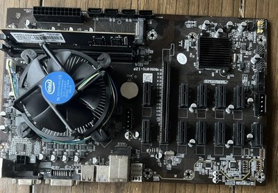 B250 BTC-12P 12-GPU Mining Motherboard + CPU + 4 GB RAM   Tested Working