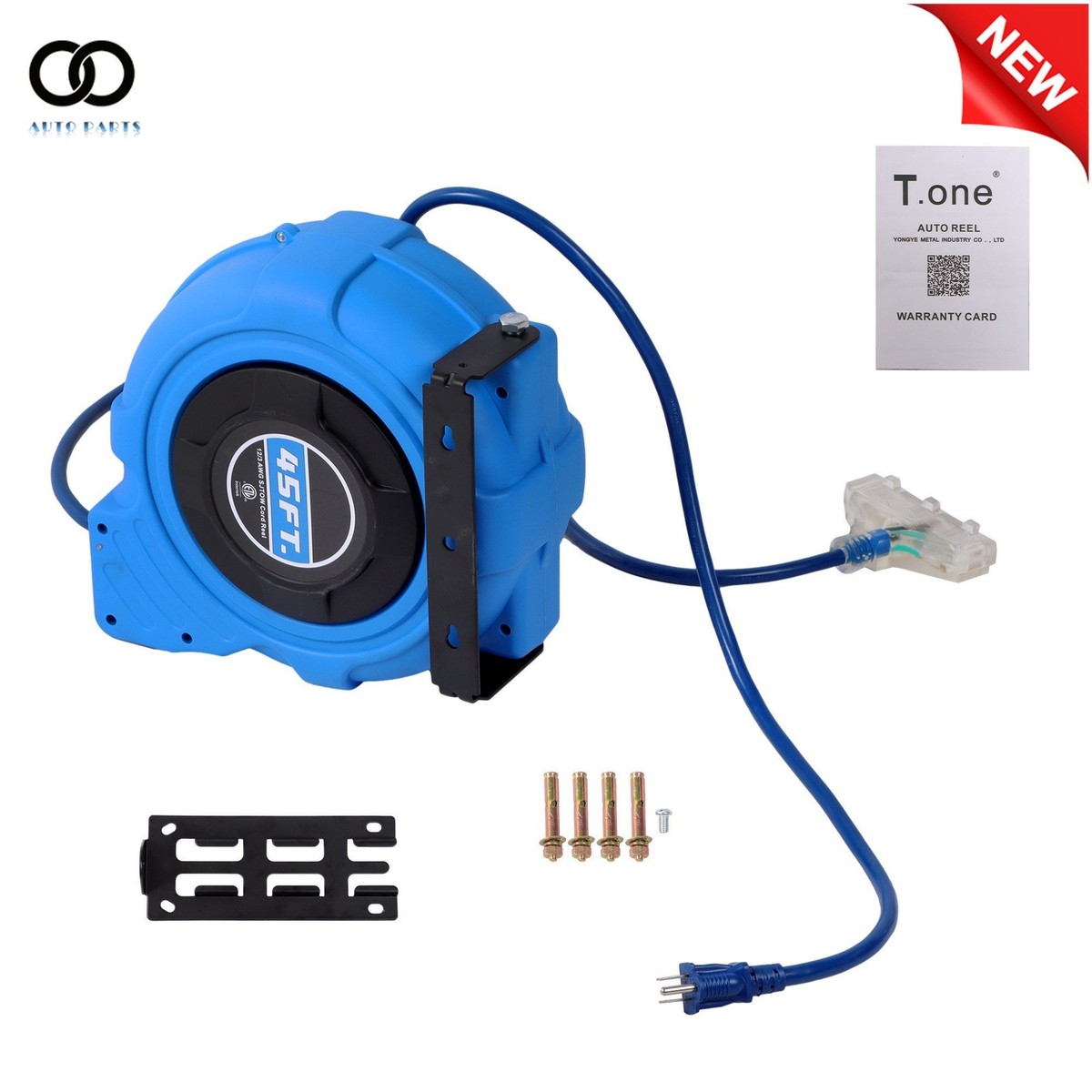 12 Gauge Retractable Extension Cord Reel 45 FT 12 AWG/3C SJTOW