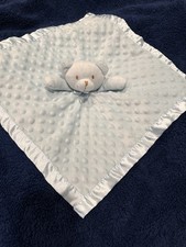 Baby Teddy Bear Lovey Blue Minky Dot Raised Bumps Soft Plush Security Blanket G4